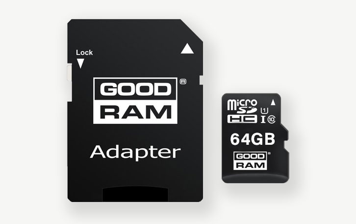 64GB Goodram MicroSD kaart (met verloop naar SD)